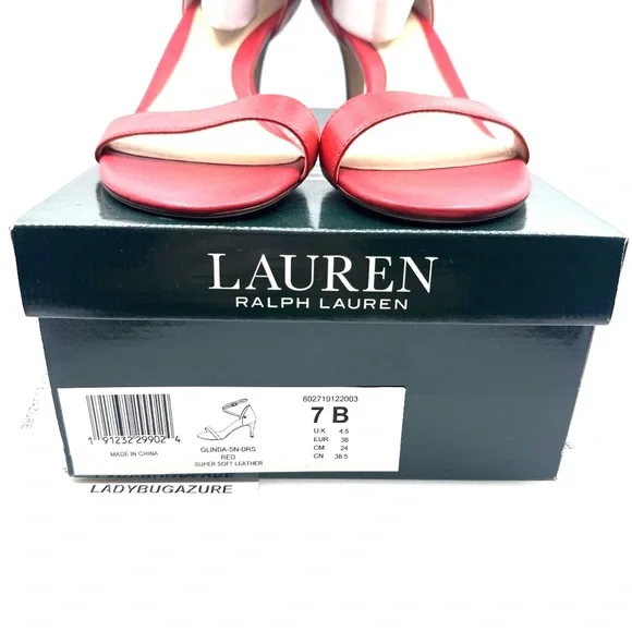 NIB Lauren Ralph Lauren Women’s Glinda Leather Ankle Wrap Sandals Size: 7B - Picture 8 of 8